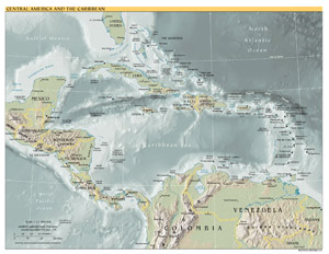 Географическая карта Центральной Америки