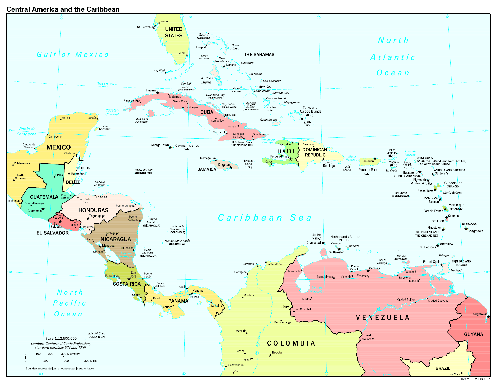 Политическая карта Центральной Америки