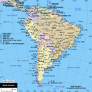 Карта городов Южной Америки