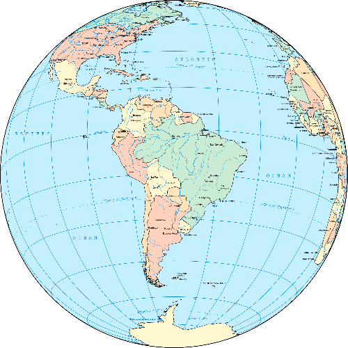 Южная Америка на карте мира