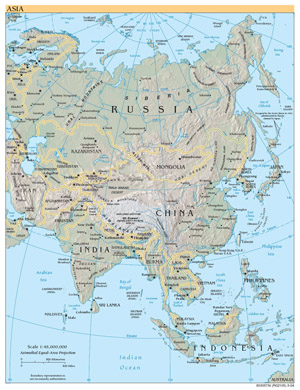 Географическая карта Азии