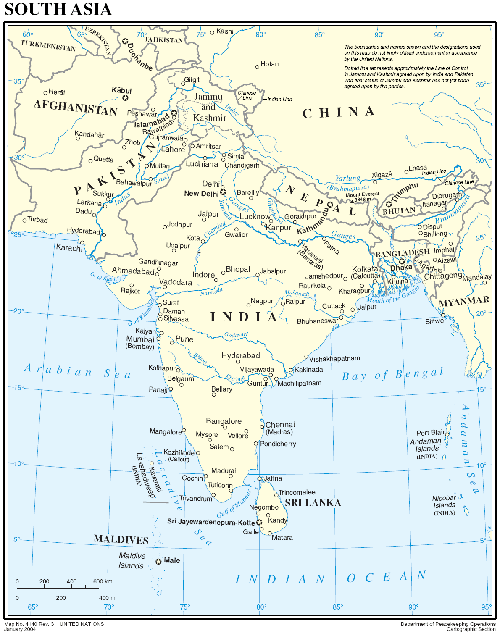 Карта южной Азии