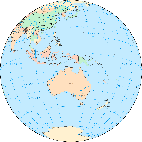 Австралия и Океания на карте мира