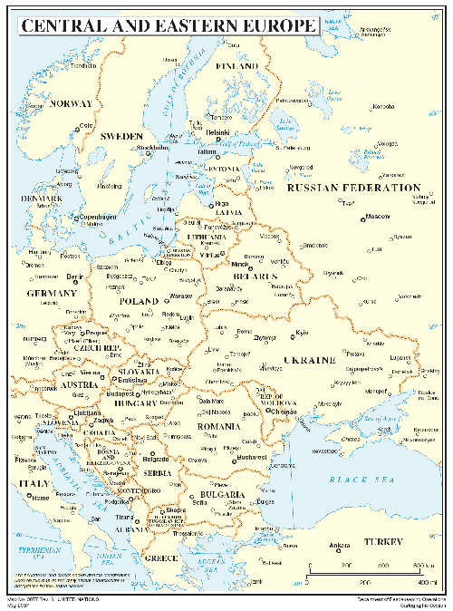 Карта Центральной и Восточной Европы