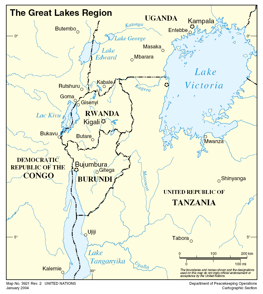 Карта озёр Африки