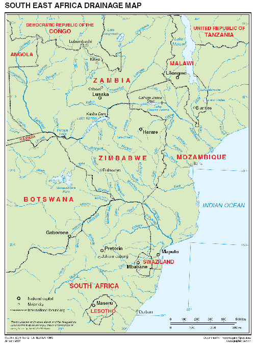 Карта юго-восточной Африки