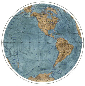 Карта поверхности Земли (левая часть)