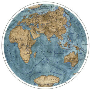 Карта поверхности Земли (правая часть)