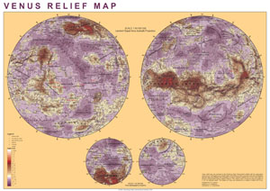 Карта рельефа поверхности Венеры