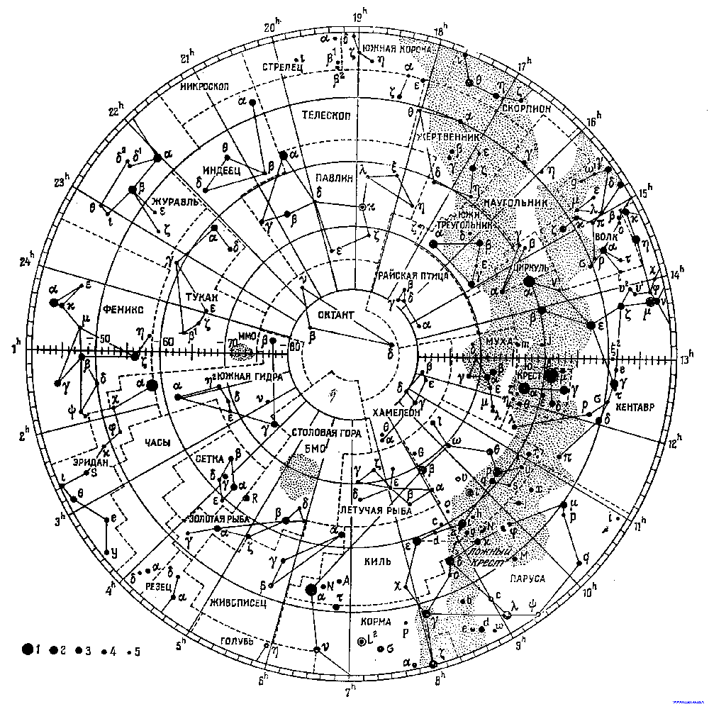 Схематичные карты звёздного неба