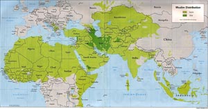 Распространения ислама на карте мира