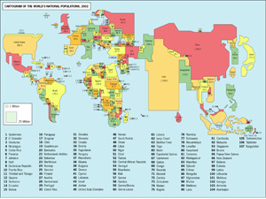 Население стран на карте мира