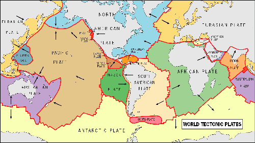 Карта тектонических плит мира
