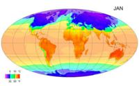 Карта температуры поверхности Земли по месяцам